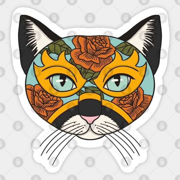 Lucha Libre Mask Cat Sticker by Tamara Lance